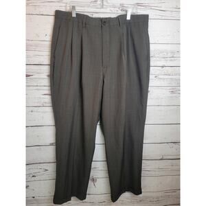 Vtg Claiborne Pleated Cuffed Dress Pants Greenish Brown Career Men's Size 40x30